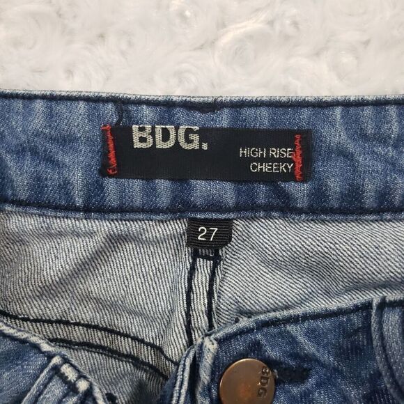 BDG denim cutoff jean shorts acid wash destructed frayed beach womens size 27 - Picture 3 of 5